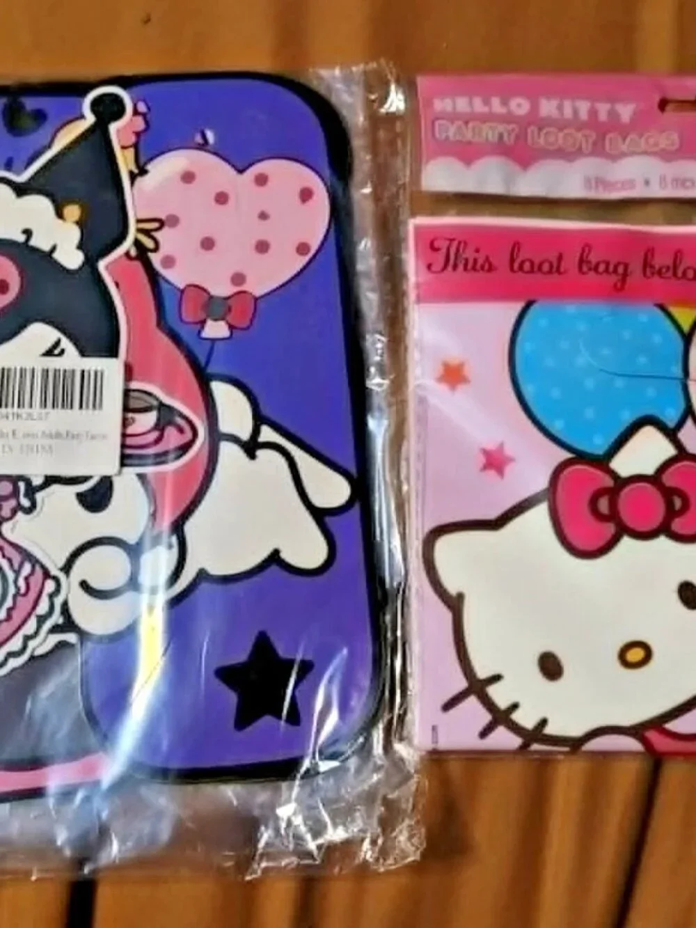 new SANRIO KUROMI HELLO KITTY BIRTHDAY PARTY SUPPLIES LOT banner & loot bags